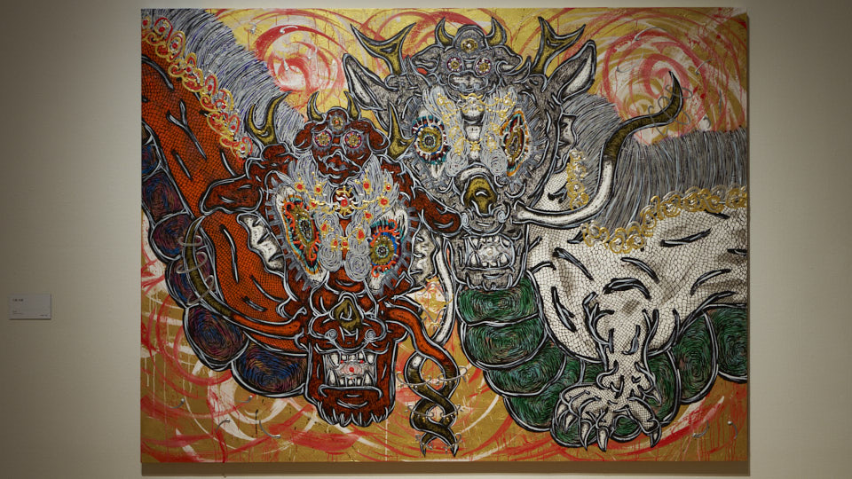 小松美羽 版画 火山の頂上と火の鳥 小松美羽 版画 「火山の頂上と火の鳥」